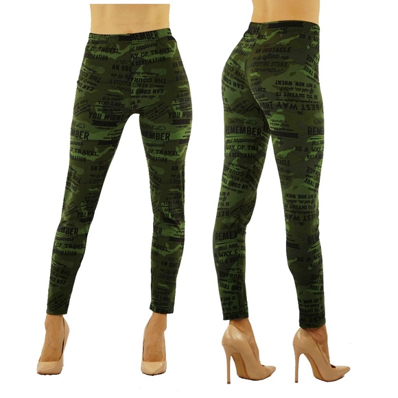 Pants - Casual camo leggings with words